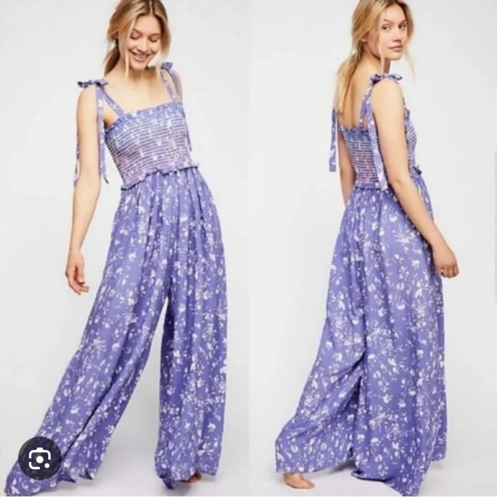 Free People Purple Floral Jumpsuit